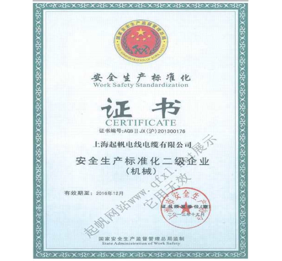 上海起帆电缆·安全生产标准化二级企业